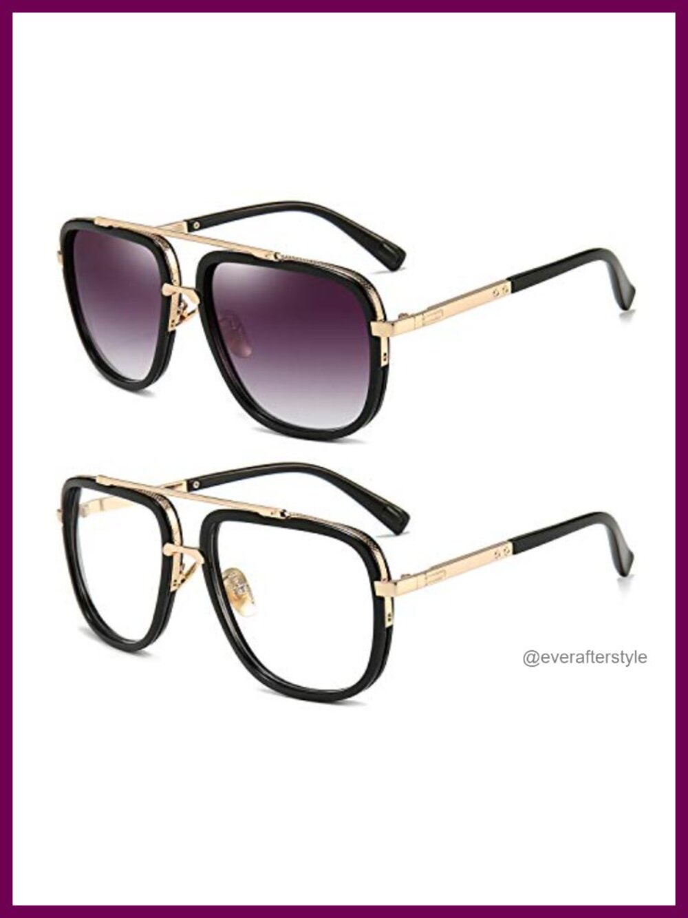 Oversized Square Aviator Sunglasses Retro Double Bridge Metal TR Full Coverage